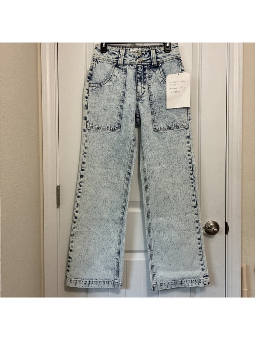 Unpublished Jean Company Sample Wide Leg Acid Wash Jeans 29” X 31.5” Rise Is 11”